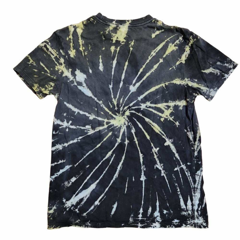 GUESS Los Angeles Bleached Tie Dye Graphic T-Shirt - Black & Yellow - Size S